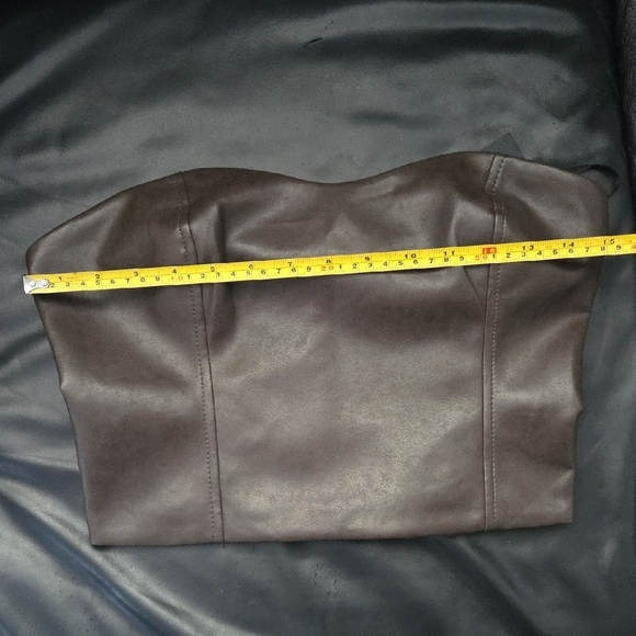 Babaton Ten Aritzia Cindy Sz 6 Dark Chocolate Vegan Leather Tube Top Back Zipper - Picture 14 of 14